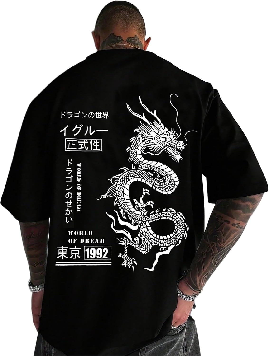 UOUA Men's Graphic Tees Oversized Short Sleeve T-Shirt