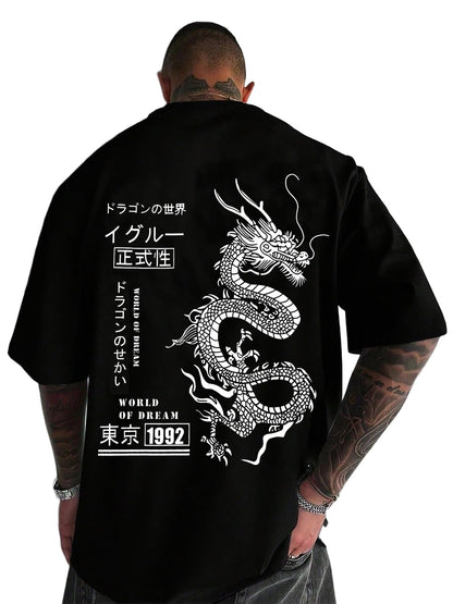 UOUA Men's Graphic Tees Oversized Short Sleeve T-Shirt