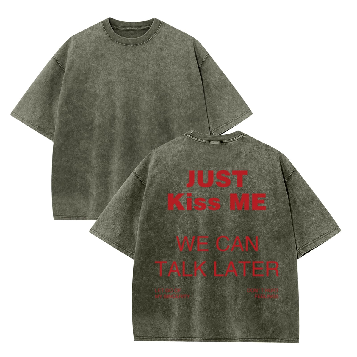 Mens Graphic Cropped T Shirt Oversized Streetwear Tshirts Just Kiss Me We Can Talk Later Shirt Acid Wash Tshirt