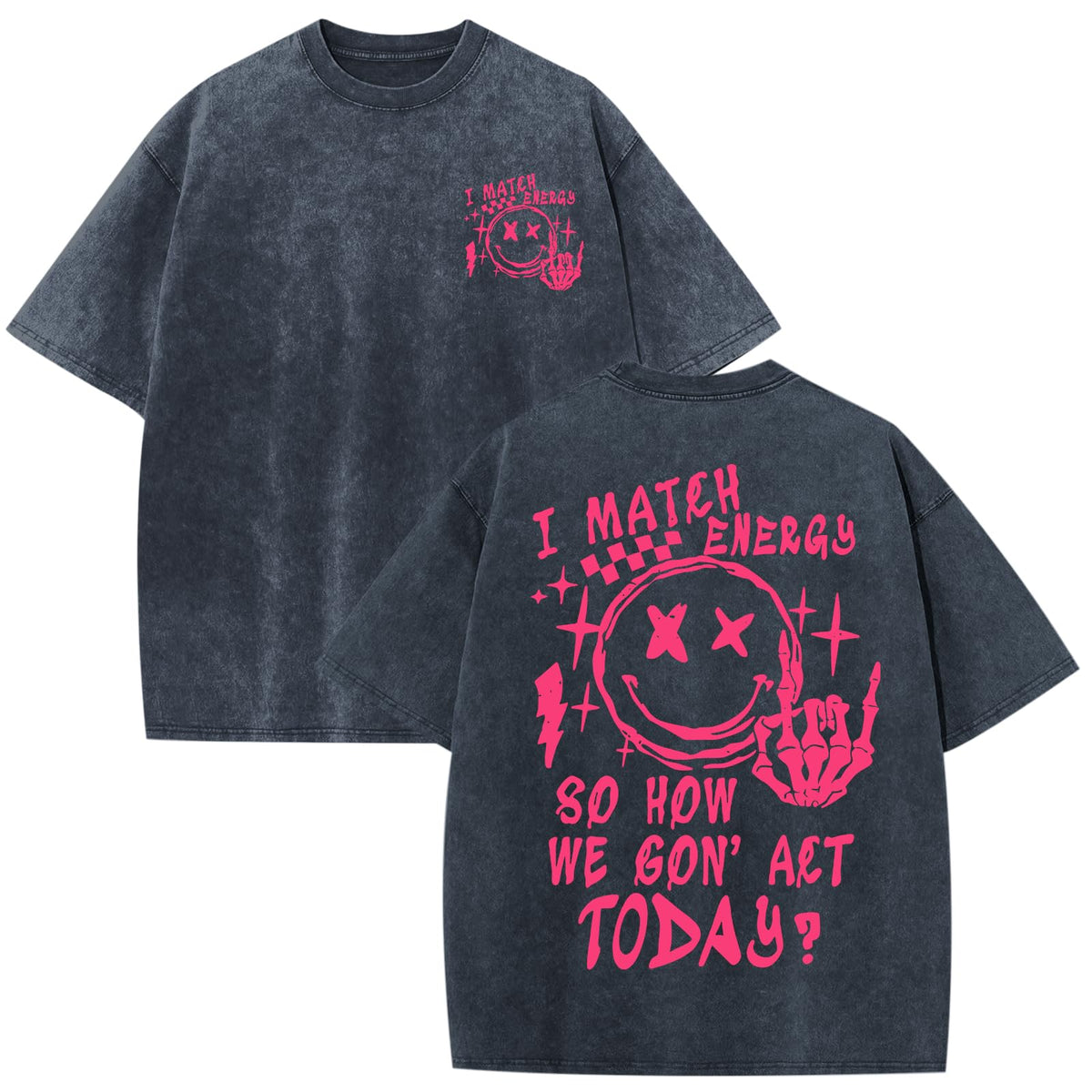 Graphic Tees Men Oversized Y2k Vintage Tshirts Funny Happy Face T Shirts Streetwear Acid Washed Baggy Gym Shirts