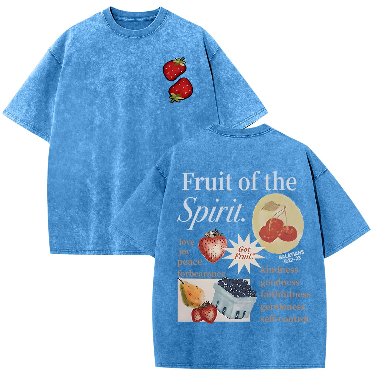 Christian Fruit of The Spirit Shirt for Men Jesus Religious Shirts Oversized Graphic Tees Acid Wash God T-Shirt Tops
