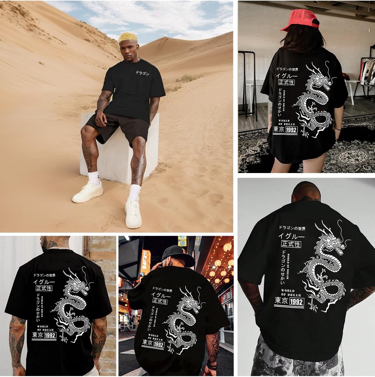 UOUA Men's Graphic Tees Oversized Short Sleeve T-Shirt