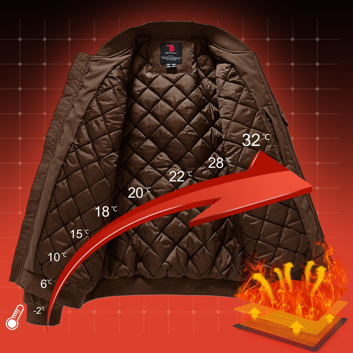 Gopune Men's Bomber Jacket Fall Winter Warm Windbreaker Casual Padded Coats