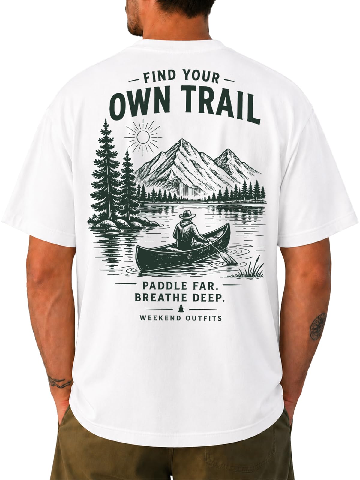 KUYIGO Men’s Vintage Canoe Graphic Tee Outdoor Cotton Summer T Shirts