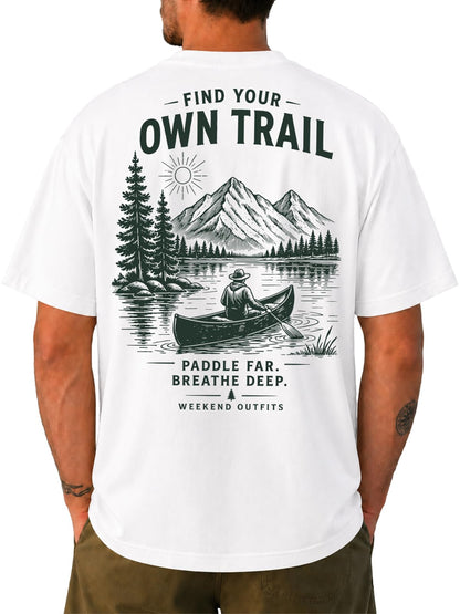 KUYIGO Men’s Vintage Canoe Graphic Tee Outdoor Cotton Summer T Shirts