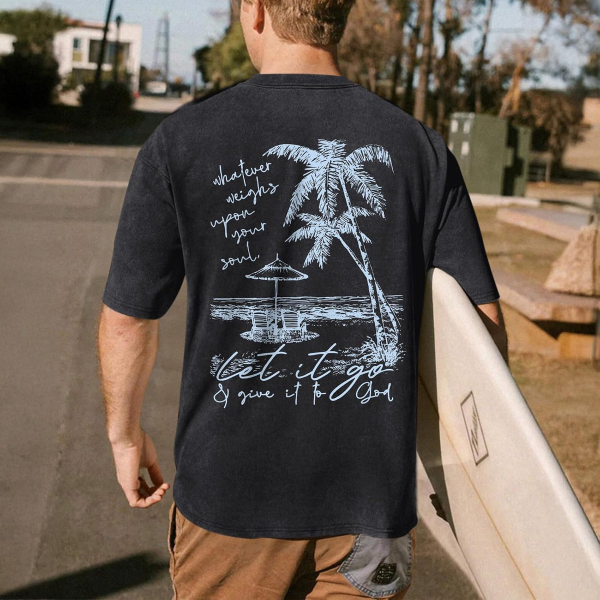 Christian Jesus Shirts for Men Hawaiian Beach T Shirts Vintage Bible Verse Faith Acid Wash Palm Trees Graphic Tees