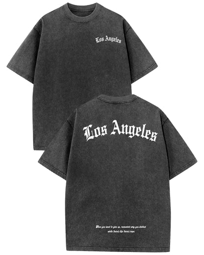 Aiyino Los Angeles Tee – Acid Wash Graphic Short Sleeve Casual Shirt