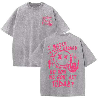 Graphic Tees Men Oversized Y2k Vintage Tshirts Funny Happy Face T Shirts Streetwear Acid Washed Baggy Gym Shirts