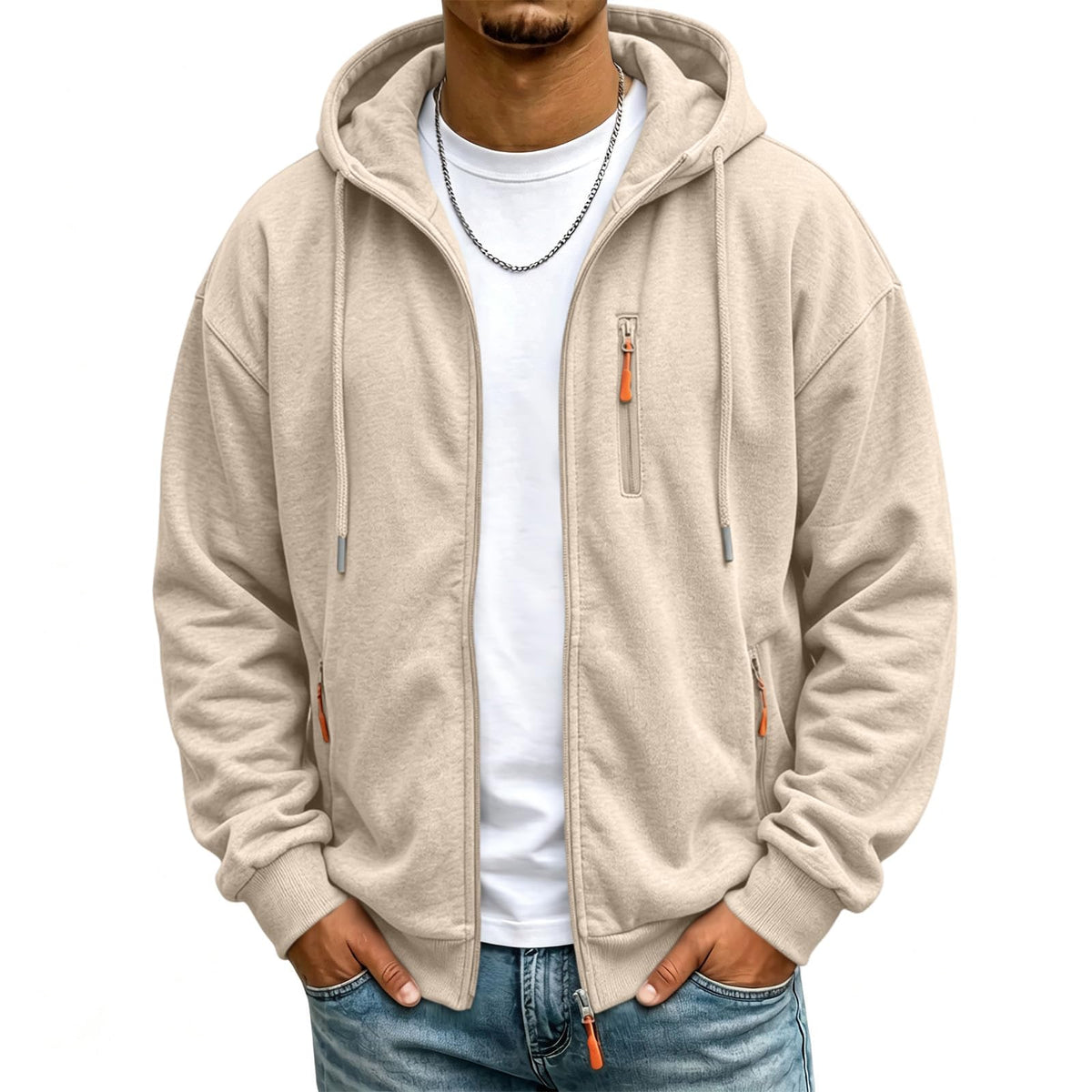 Mens Zip Up Hoodie Fall Essentials Jackets Light Weight Long Sleeve Hoodies