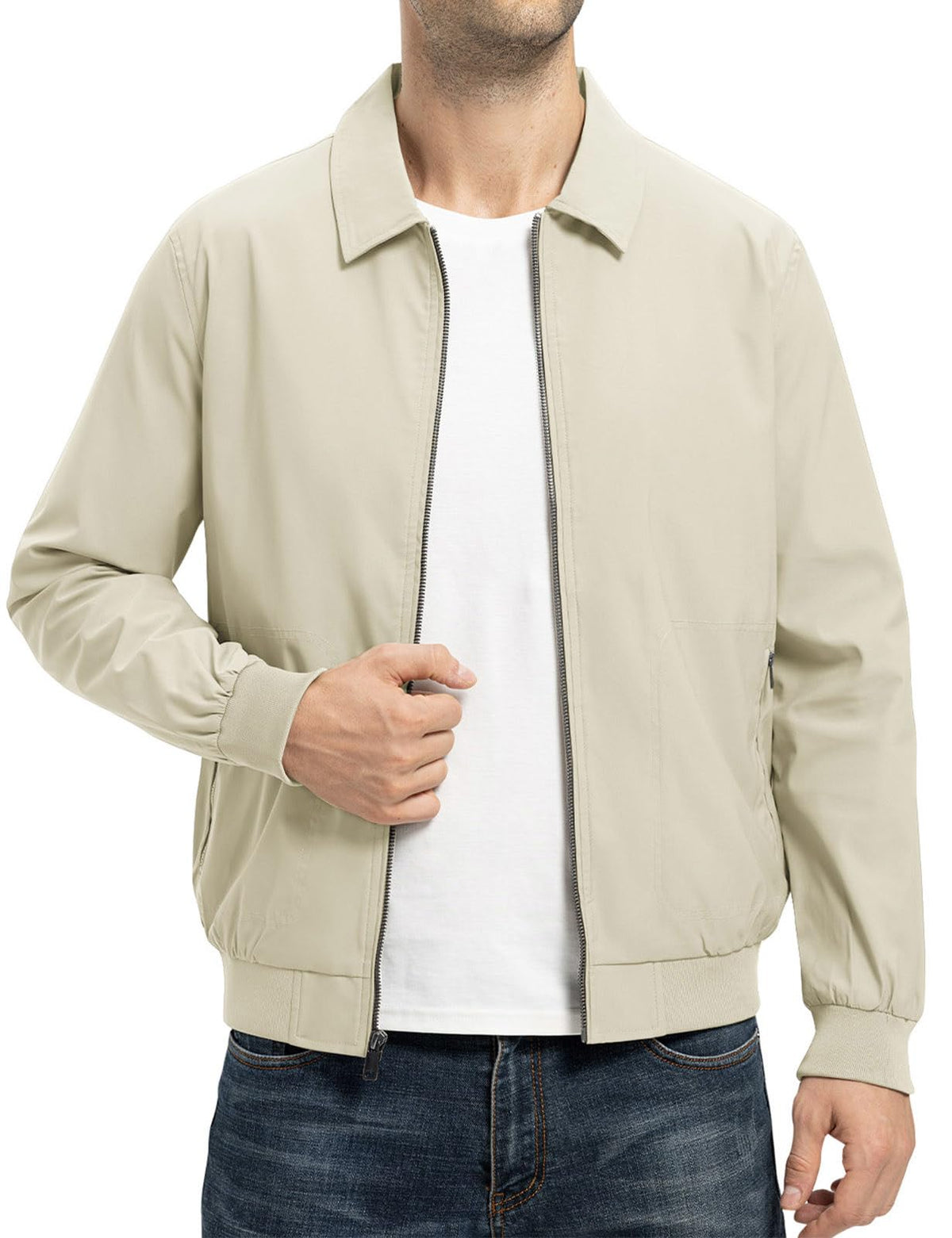TBMPOY Mens Lightweight Jackets Casual Stylish Windbreakers for Men Light Track Jacket Laydown Collar Fall Golf Coats