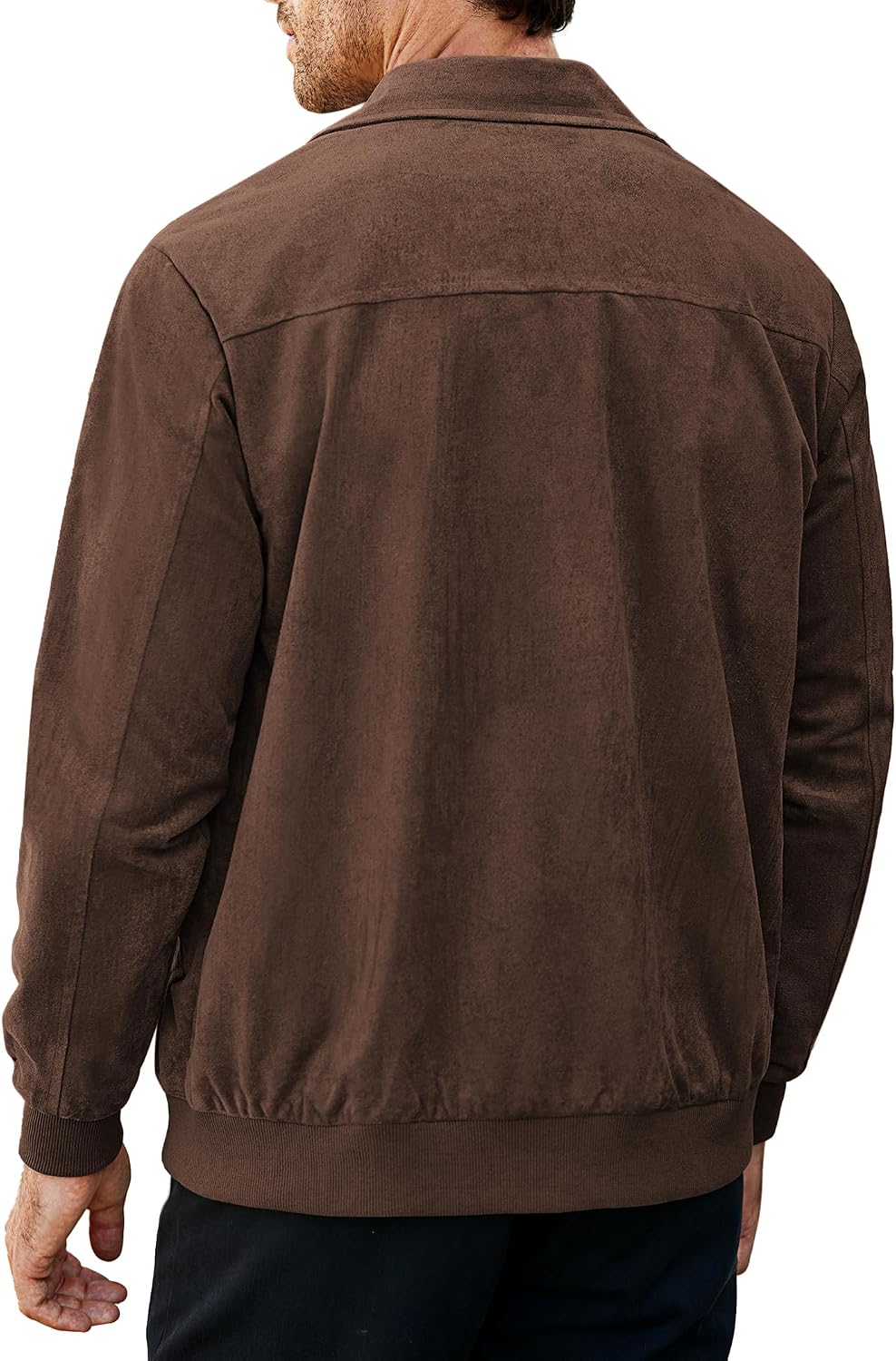 COOFANDY Mens Suede Jacket Casual Stylish Leather Bomber Jacket Lightweight