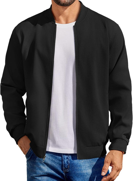 COOFANDY Mens Light Cotton Bomber Jacket Flight Casual Softshell Varisty