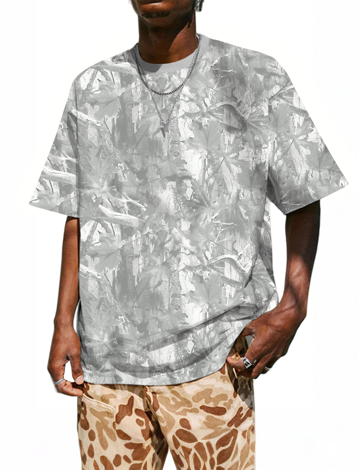 UOUA Men's Graphic Tees Oversized Short Sleeve T-Shirt