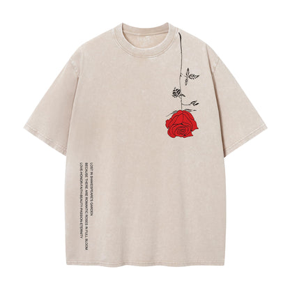 UOUA Men's Graphic Tees Washed Oversized Short Sleeve T-Shirts