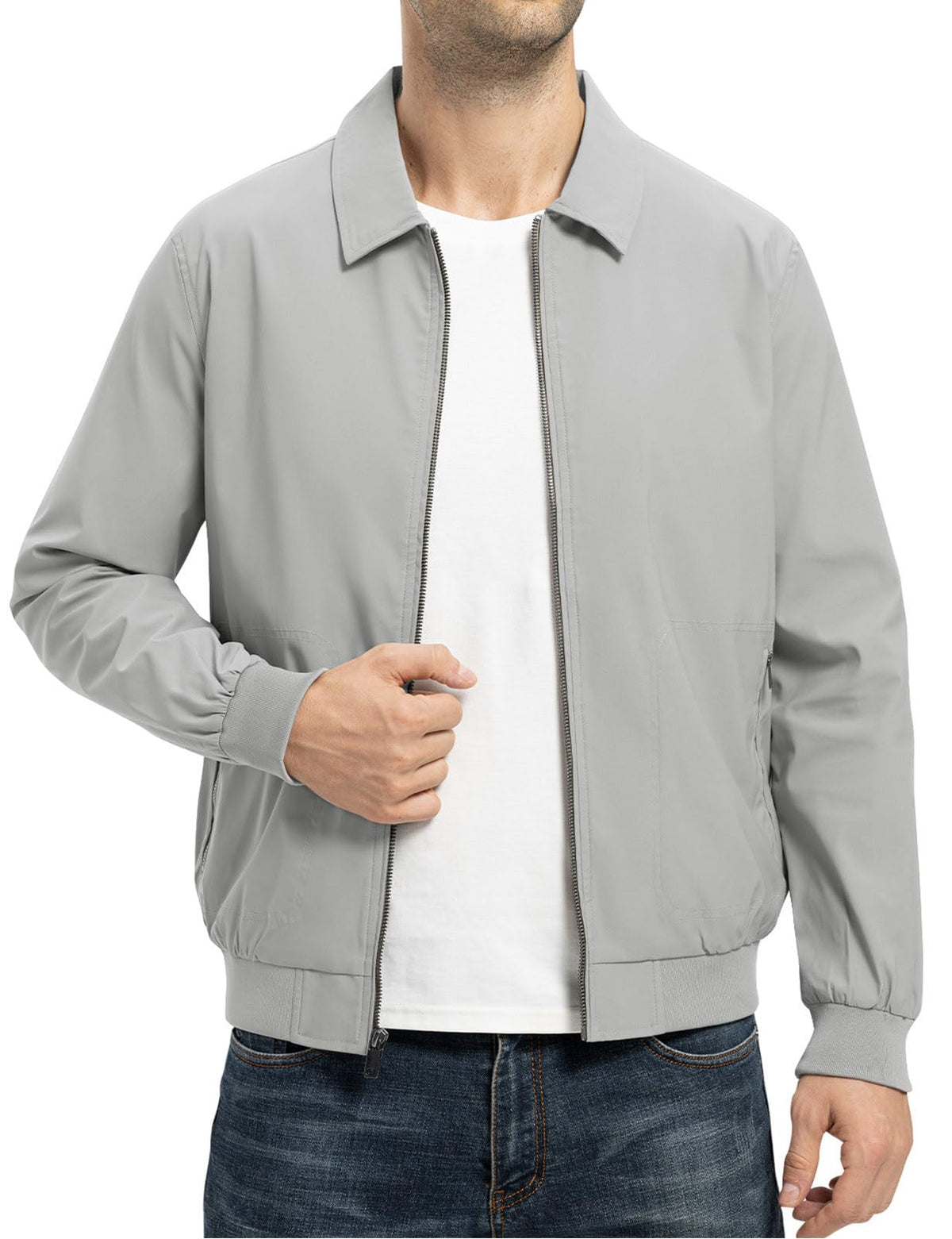 TBMPOY Mens Lightweight Jackets Casual Stylish Windbreakers for Men Light Track Jacket Laydown Collar Fall Golf Coats