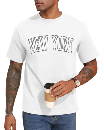 Aiyino Men's New York Tee – Varsity Graphic 100% Cotton Casual Top