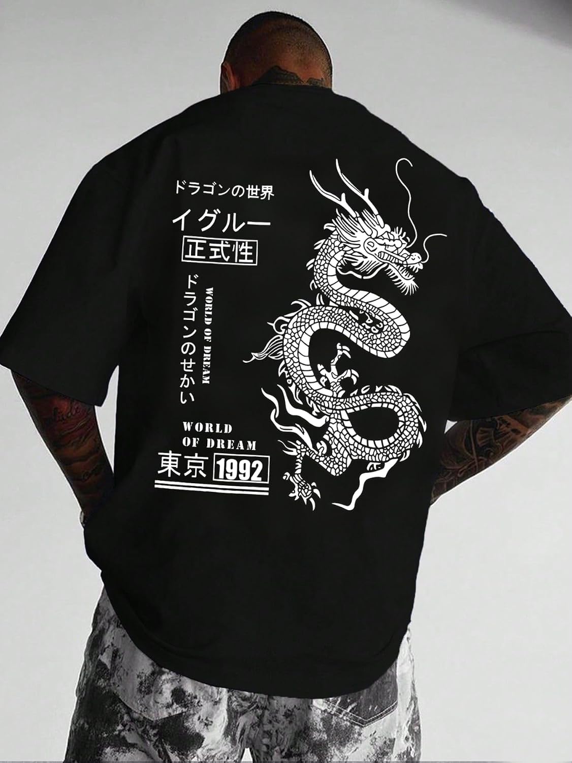 UOUA Men's Graphic Tees Oversized Short Sleeve T-Shirt
