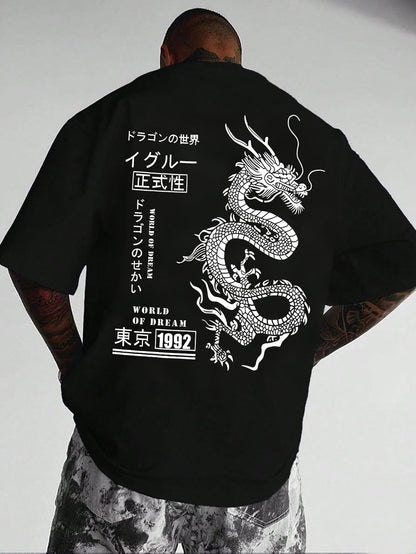 UOUA Men's Graphic Tees Oversized Short Sleeve T-Shirt