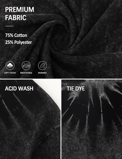 Tie-Dye Cotton T-shirts for Men Oversized Short Sleeve Casual Graphic Tees