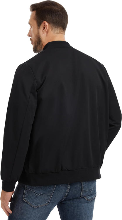 Fahsyee Lightweight Bomber Jacket Black Men Water-Resistant Golf Zip Up