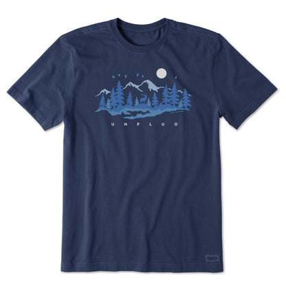 Life is Good Men's Crusher Tee Shirt, Short Sleeve Cotton Graphic T-Shirts, Unplug in The Outdoor