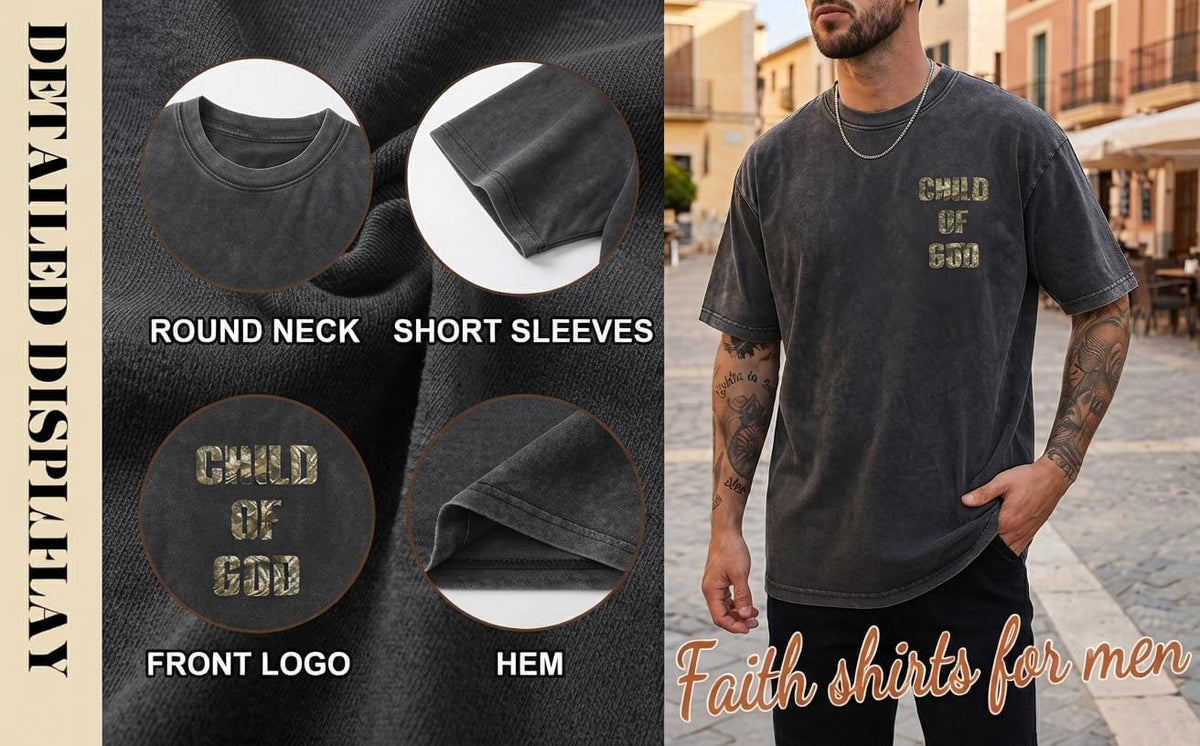Christian T-Shirts Washed Religious Bible Verse Faith Graphic Tees