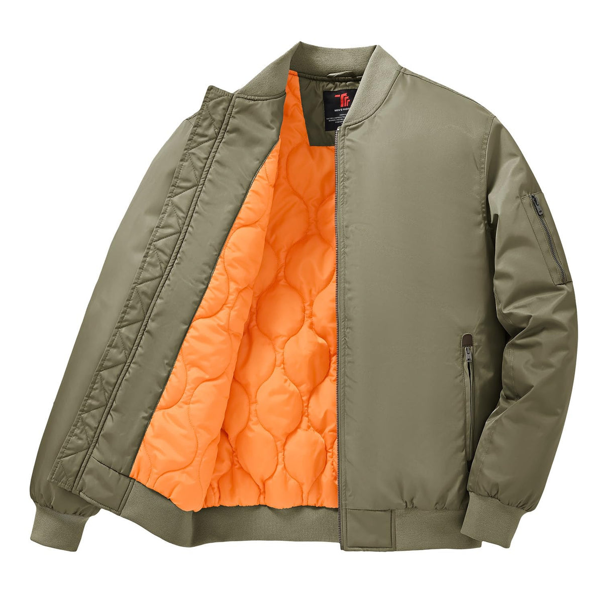 Gopune Men's Bomber Jacket Casual Fall Winter Warm Jacket Full Zip Padded Coats Outwear