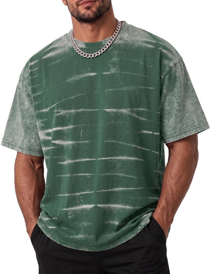 Tie-Dye Cotton T-shirts for Men Oversized Short Sleeve Casual Graphic Tees