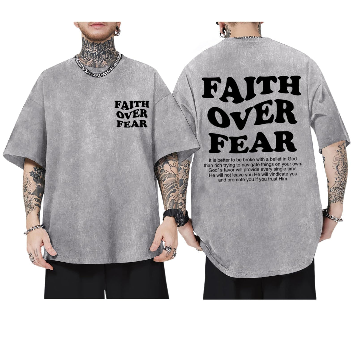 Christian Shirts for Men Faith Over Fear Oversized Tees