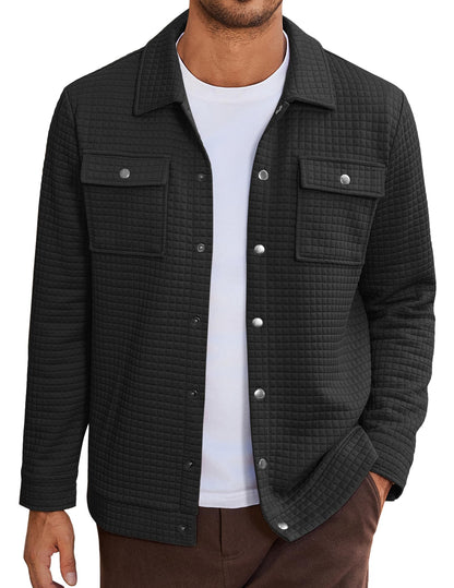 COOFANDY Mens Casual Shirt Jacket Waffle Button Down Shacket Overshirt