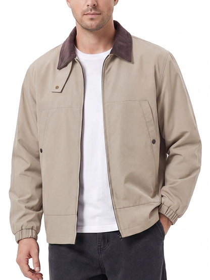 Men's Bomber Jacket, Corduroy Collar Windbreaker