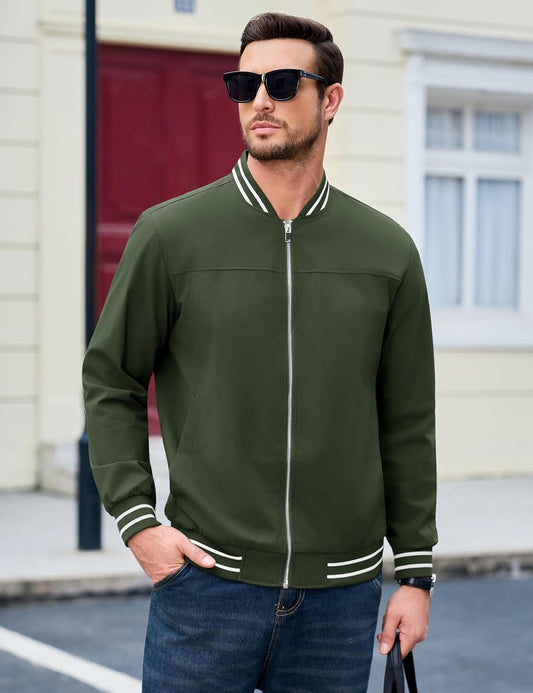 MAGCOMSEN Men's Bomber Jacket Lightweight Windbreaker Stylish Casual Jacket
