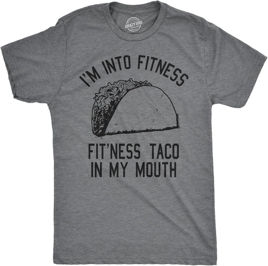 Mens Fitness Taco Funny T Shirt Sarcastic Gym Tee for Guys