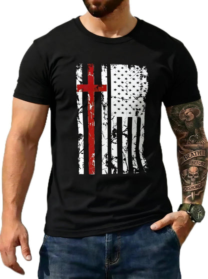Men's USA Flag T-Shirt, Patriotic Freedom Graphic Tee, us Independence Day tee