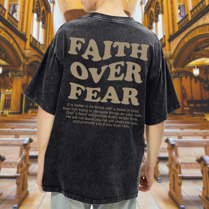Christian Shirts for Men Faith Over Fear Oversized Tees