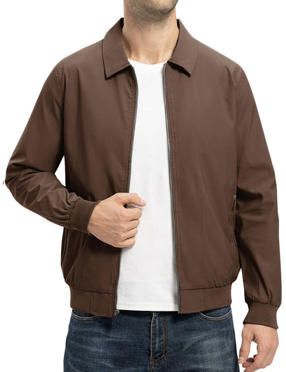 TBMPOY Mens Lightweight Jackets Casual Stylish Windbreakers for Men Light Track Jacket Laydown Collar Fall Golf Coats