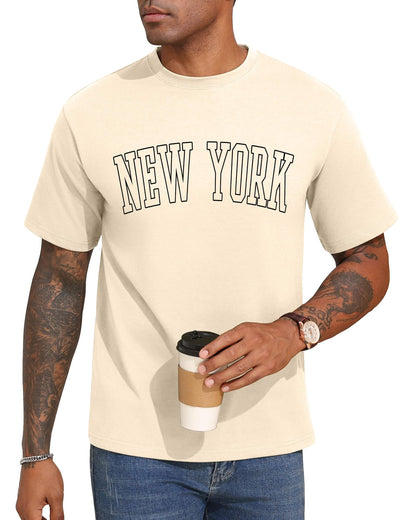 Aiyino Men's New York Tee – Varsity Graphic 100% Cotton Casual Top
