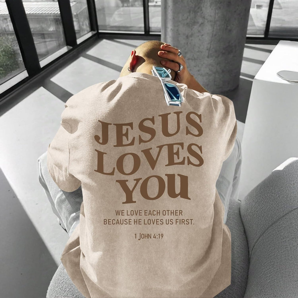 Mens Christian Shirts Jesus is King Love You Tshirt God Faith Religious Bible Verse Oversized Acid Wash Graphic Tees