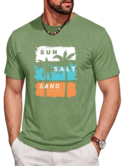 Runcati Mens Short Sleeve T-Shirts Casual Printed Graphic Tees Beach Tops
