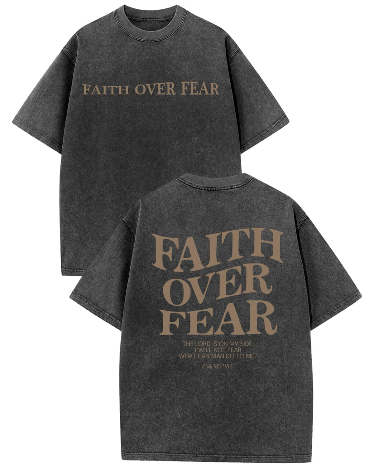 Aiyino Unisex Faith Over Fear Tee Vintage Acid Wash Slogan