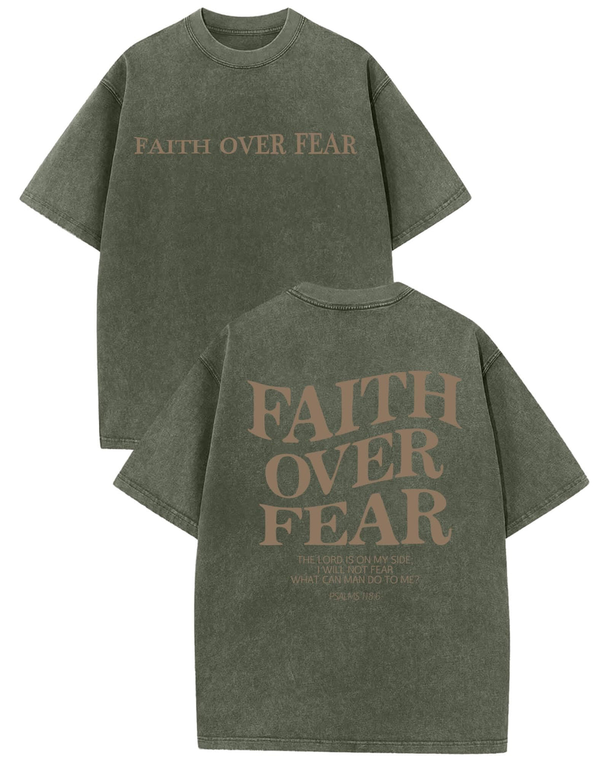 Aiyino Unisex Faith Over Fear Tee Vintage Acid Wash Slogan