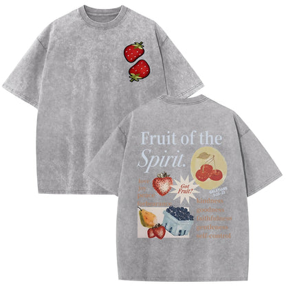 Christian Fruit of The Spirit Shirt for Men Jesus Religious Shirts Oversized Graphic Tees Acid Wash God T-Shirt Tops
