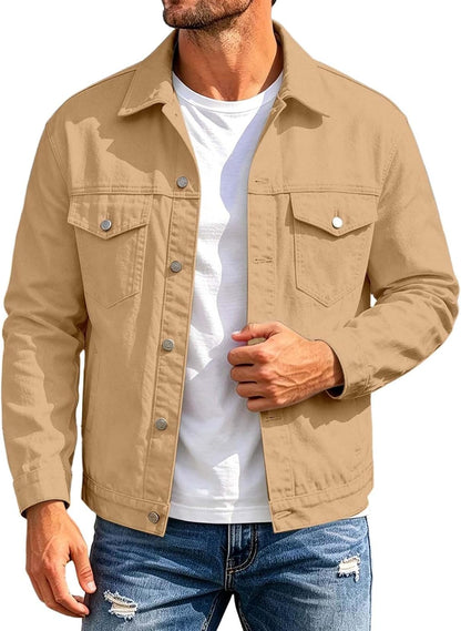 Mens Jacket Button Down Collared Lightweight Outdoor Sport Coat with Pocket
