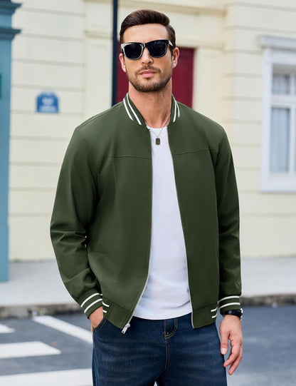 MAGCOMSEN Men's Bomber Jacket Lightweight Windbreaker Stylish Casual Jacket