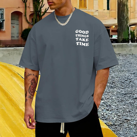 Vintage Graphic Tees for Men Oversized Floral Letter Print Retro Streetwear T Shirts Casual Loose Fit Cotton Tops