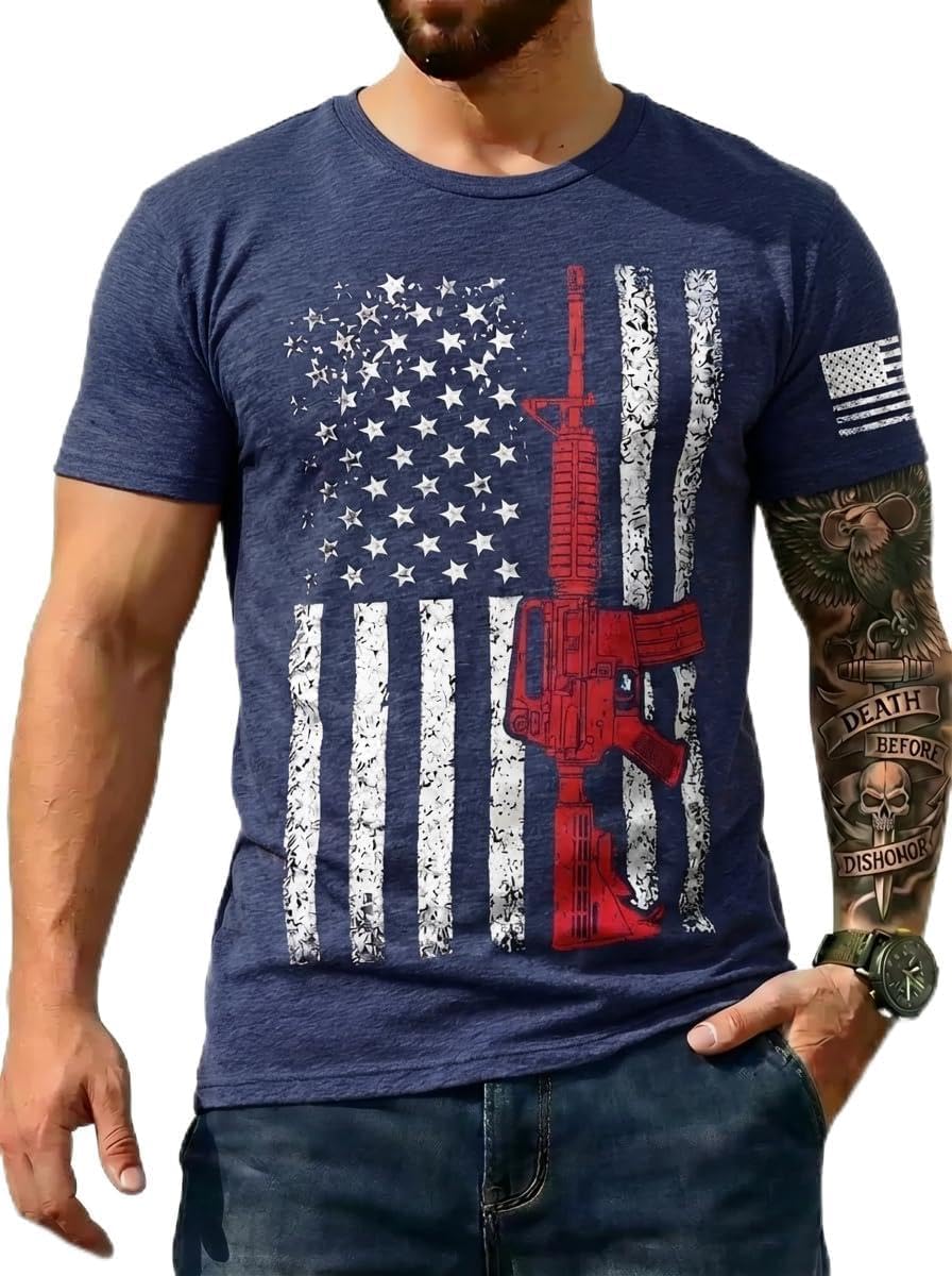 Men's USA Flag T-Shirt, Patriotic Freedom Graphic Tee, us Independence Day tee