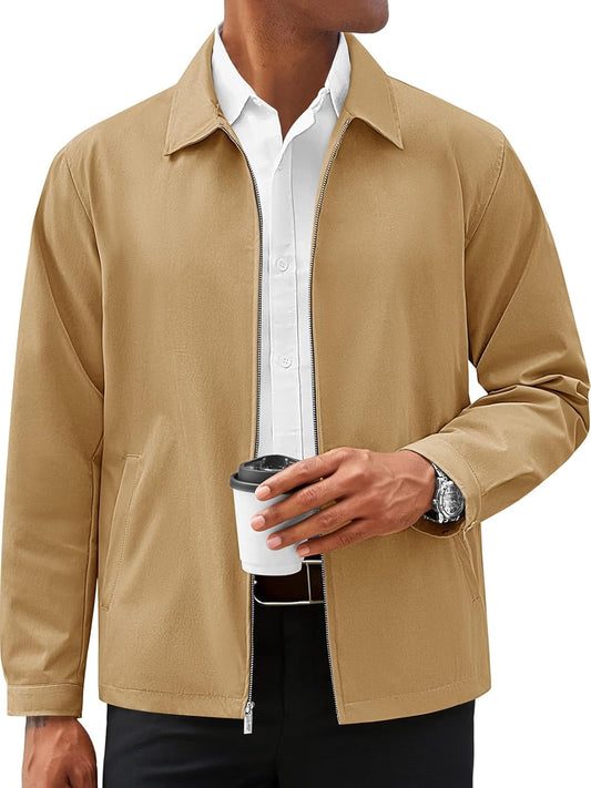 Runcati Mens Lightweight Jackets Casual Full Zip Windbreaker Golf Jacket