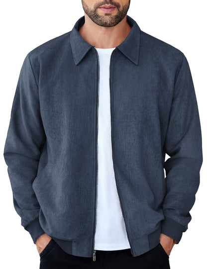 COOFANDY Mens Suede Jacket Casual Stylish Leather Bomber Jacket Lightweight