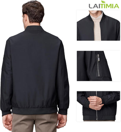 Men's Lightweight Bomber Jacket Windbreaker Causal with Multiple Pockets