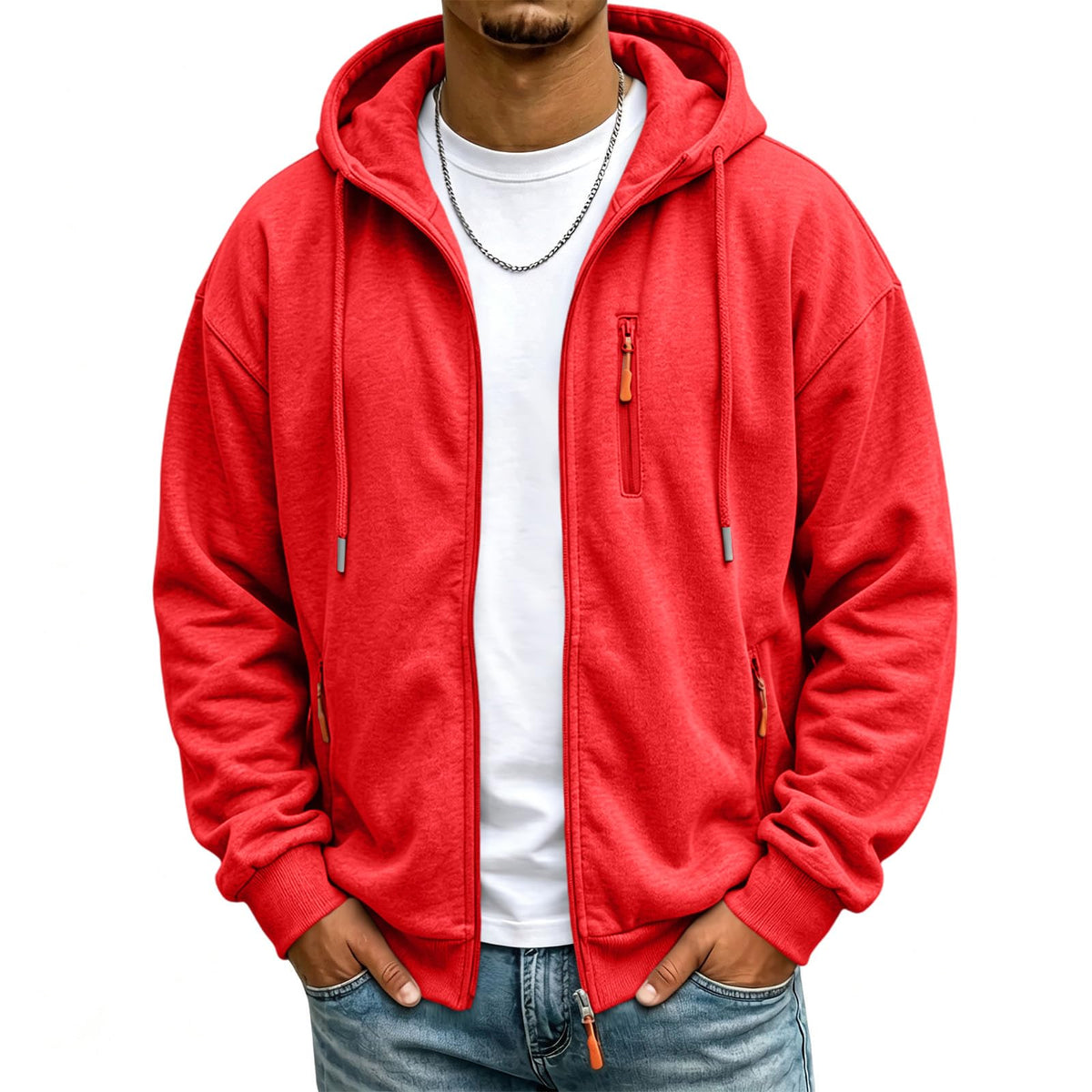 Mens Zip Up Hoodie Fall Essentials Jackets Light Weight Long Sleeve Hoodies